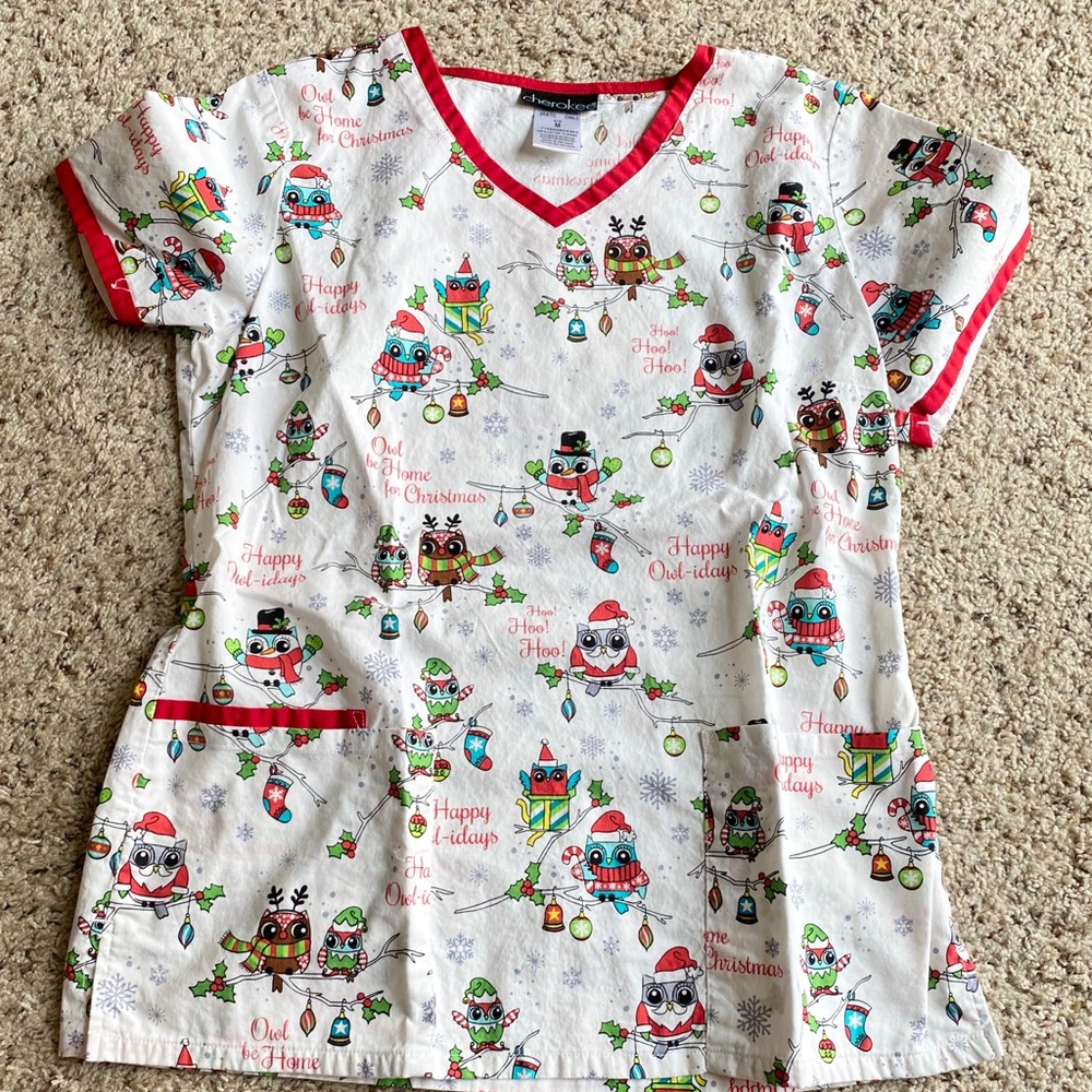 Cherokee brand Christmas Scrub Top